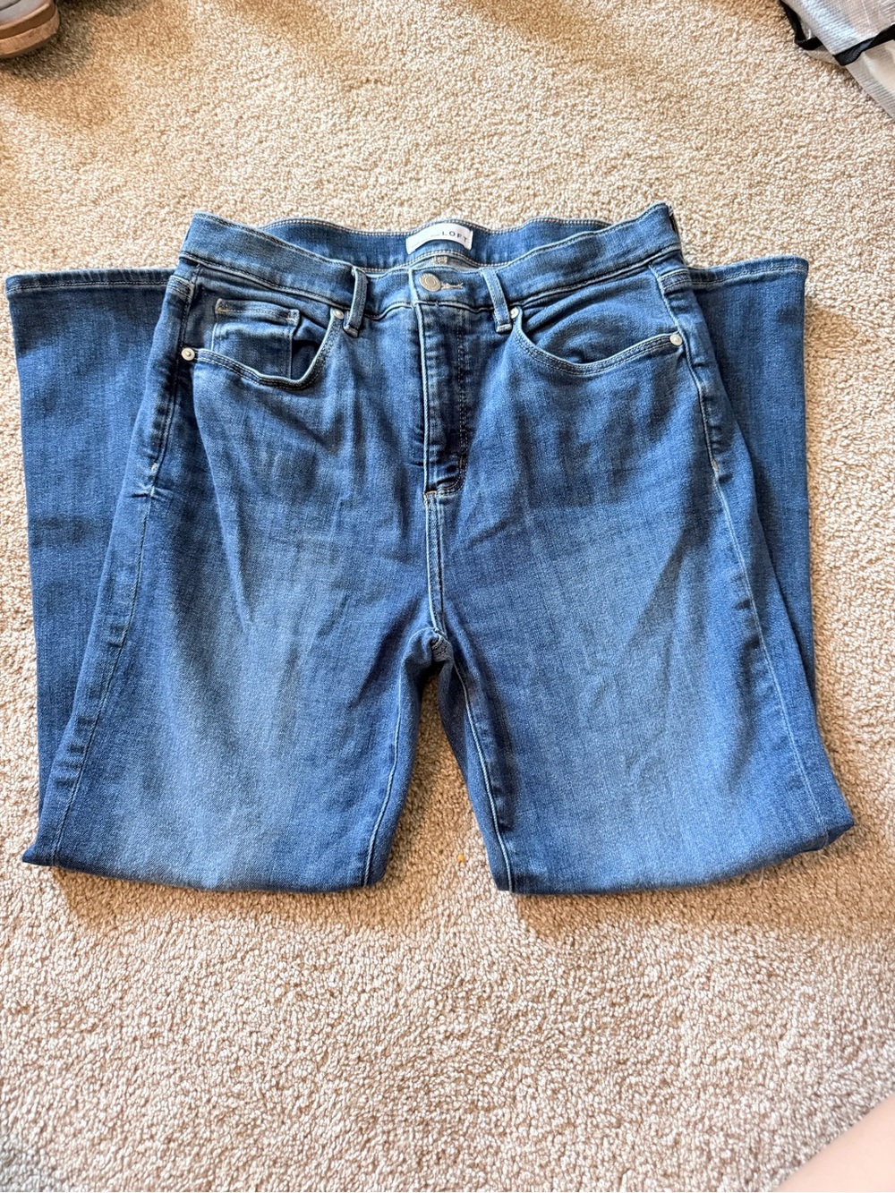 LOFT Cropped High-Rise Jeans in Medium Blue Wash